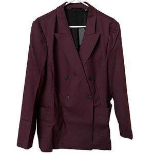 AWAY Travel Women’s Blazer The Roundtrip Blazer Wine Burgundy Double Breasted Wo
